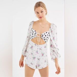 For Love And Lemons White Floral Romper